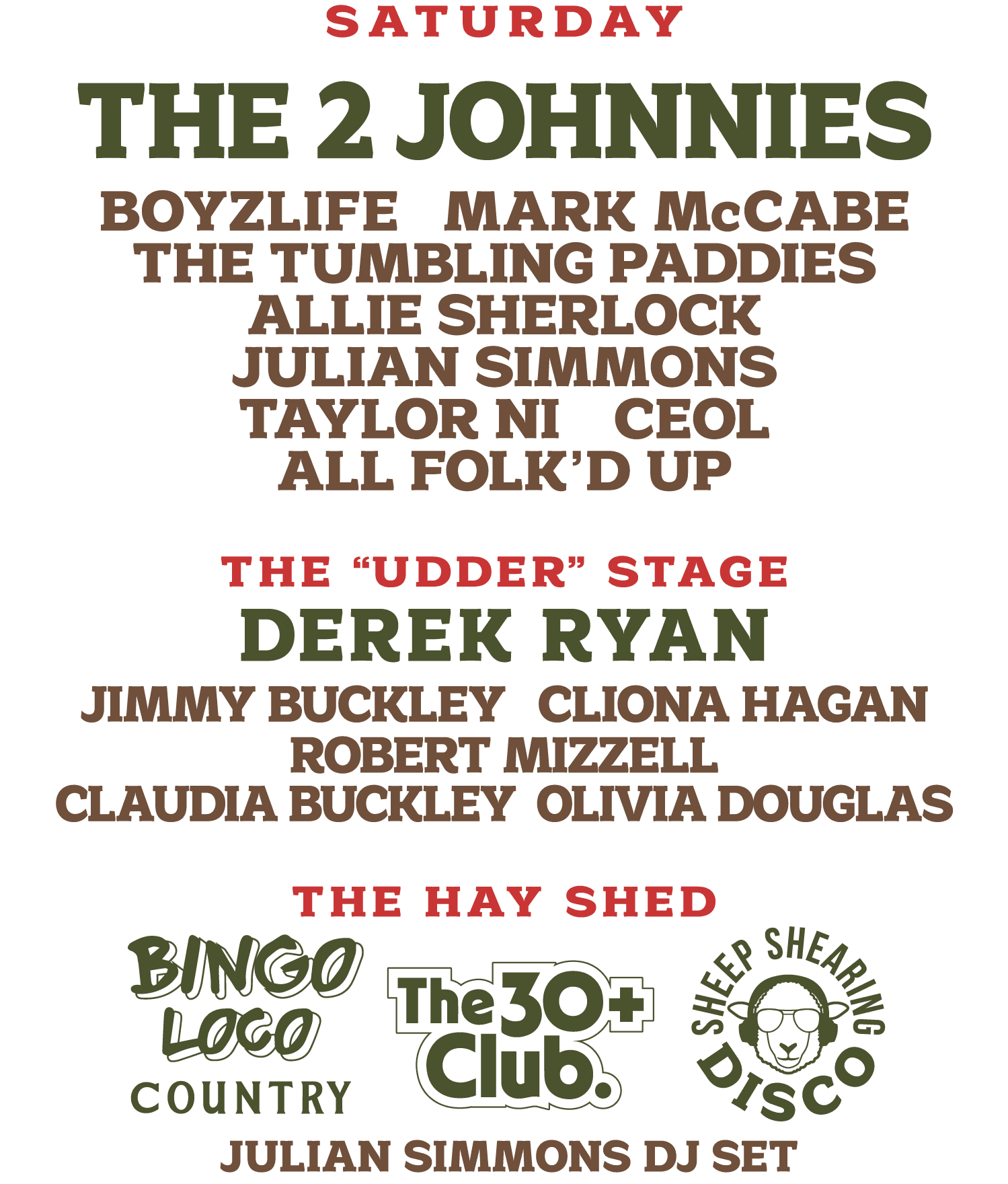 Lineup Saturday